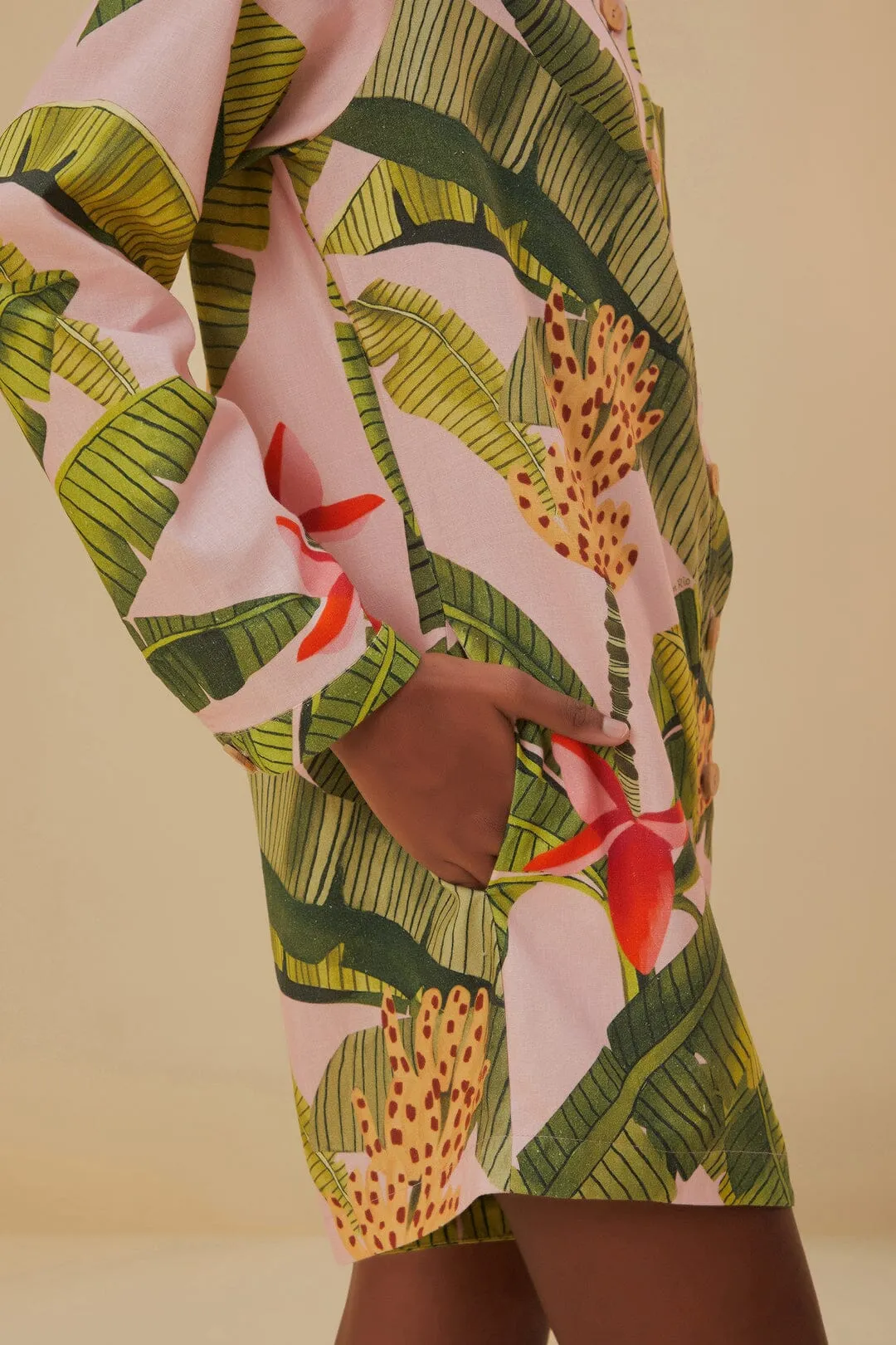 Pink Banana Leaves Lenzing™ Ecovero™ Euroflax™ Romper sold by FARM Rio product image thumbnail 2