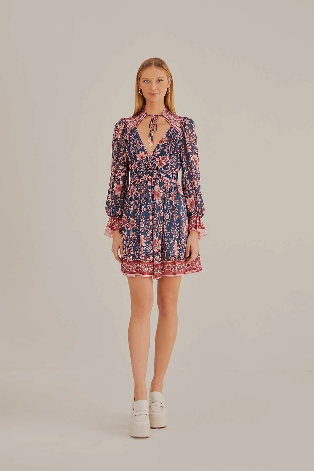 teal ainika charm long sleeve mini dress Teal Ainika Charm Long Sleeve Mini Dress