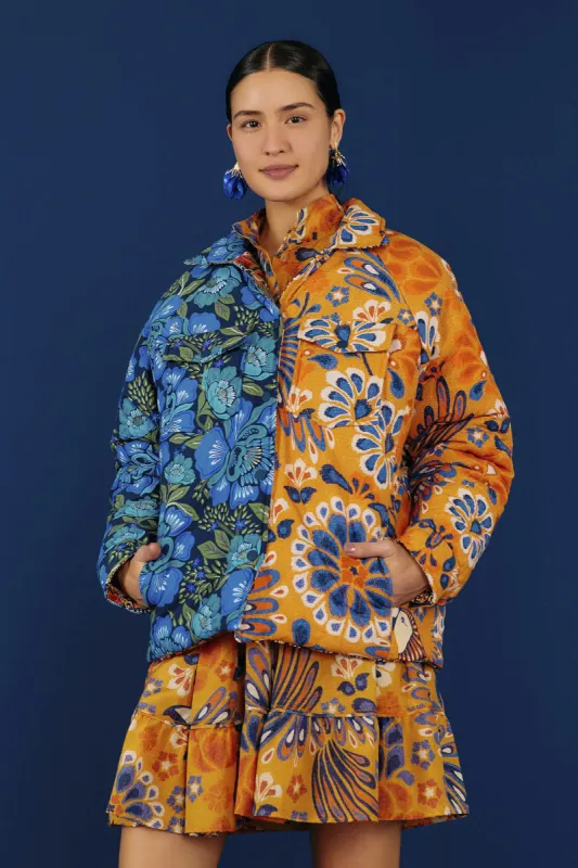 Mixed Yawanawa Reversible Puffer Jacket sold by FARM Rio