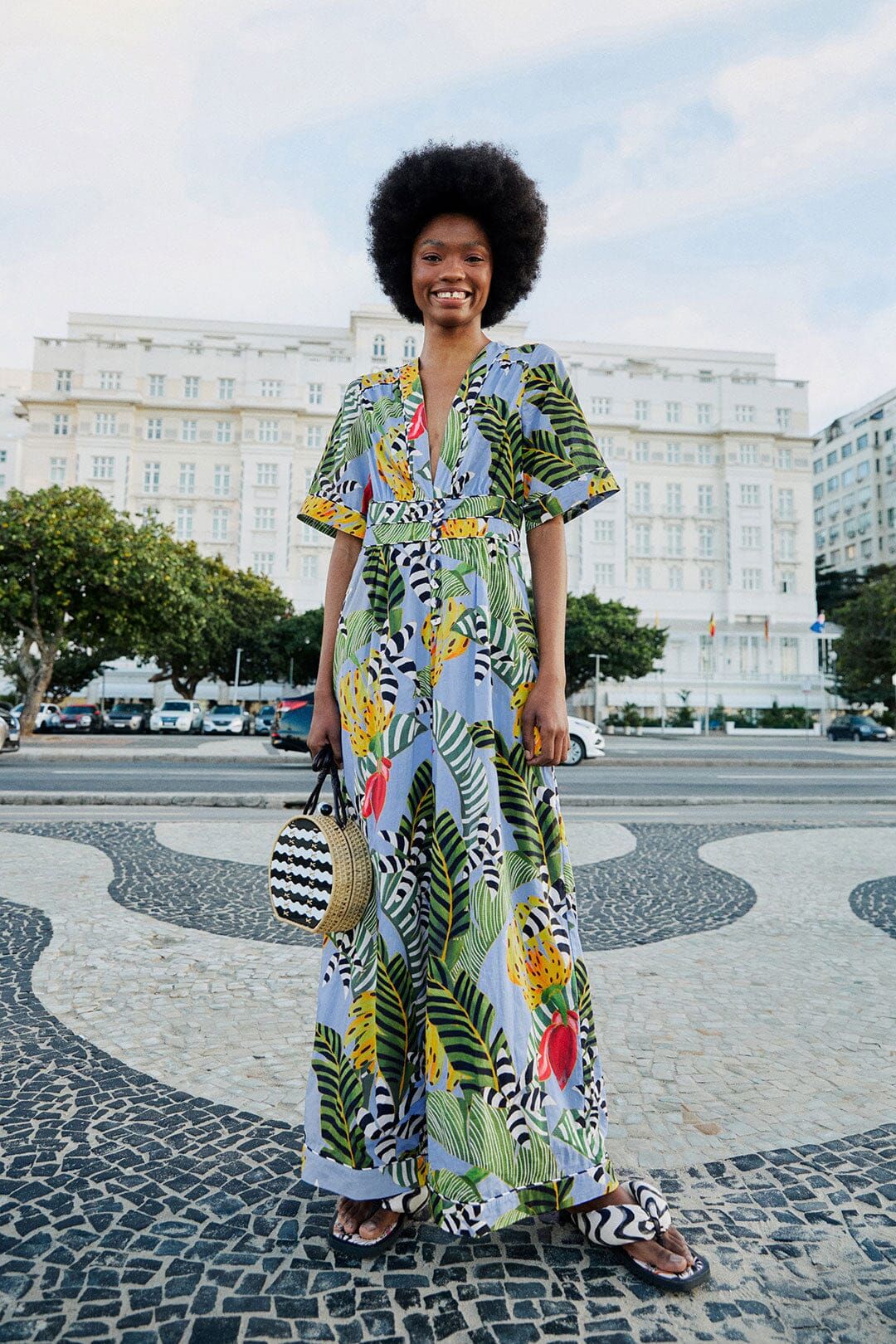 Blue Striped Bananas Jumpsuit sold by FARM Rio