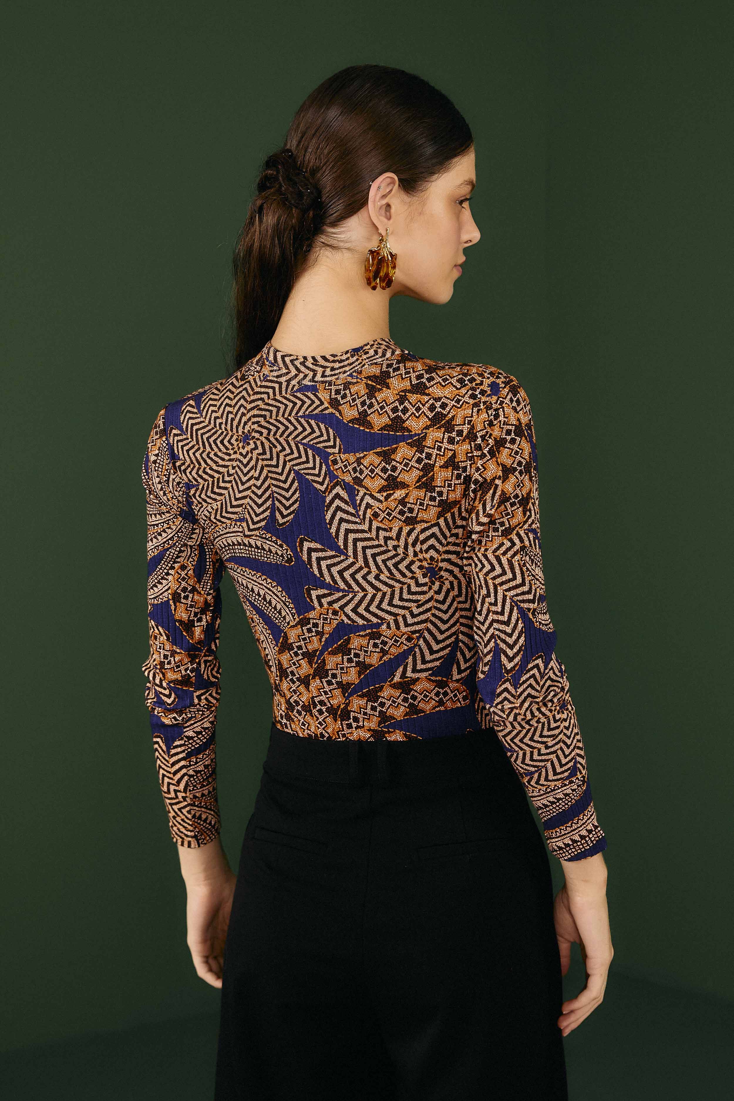 Navy Yawanawa Vanahu Lenzing™ Ecovero™ Viscose Bodysuit sold by FARM Rio product image thumbnail 2