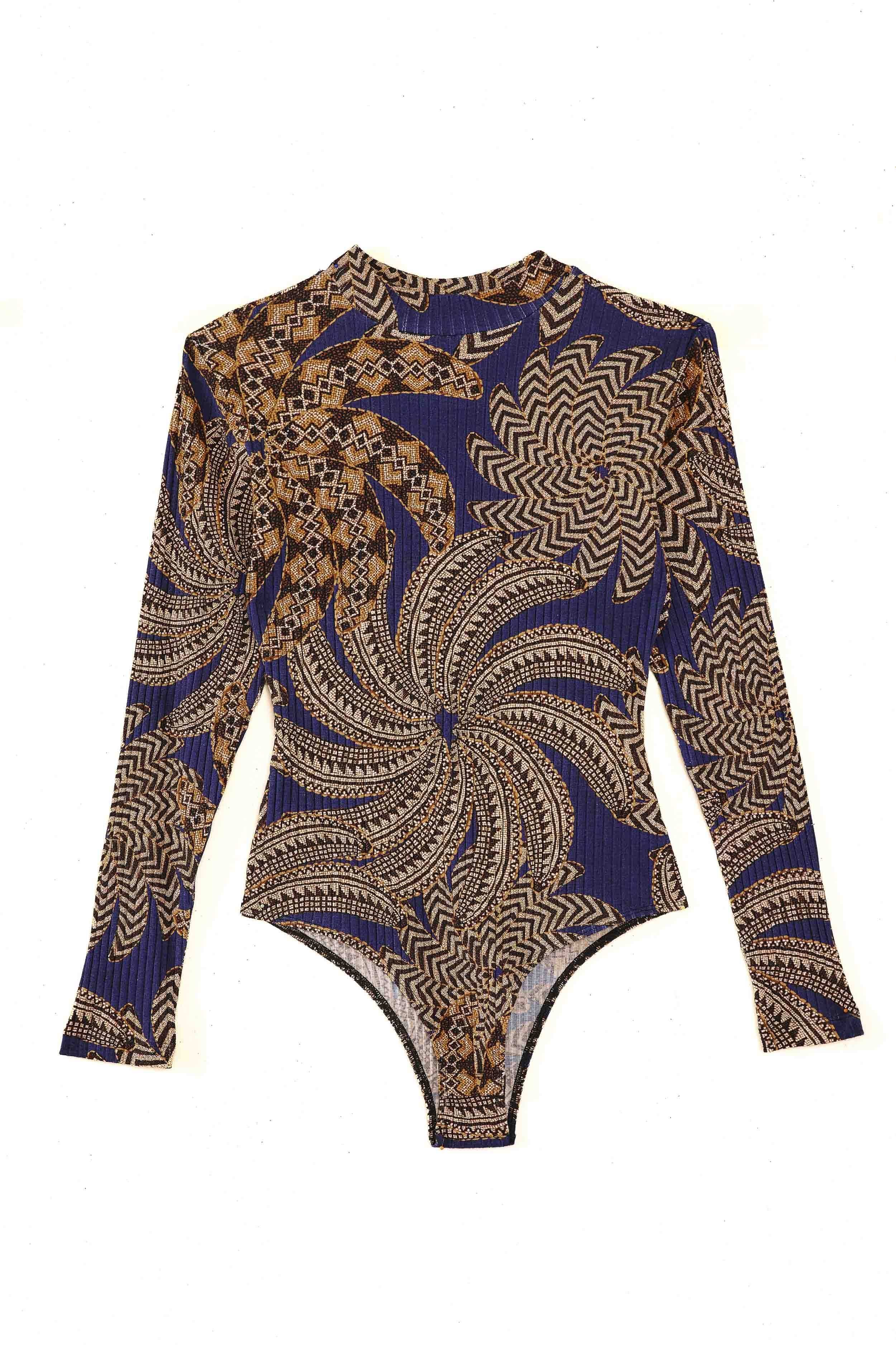 Navy Yawanawa Vanahu Lenzing™ Ecovero™ Viscose Bodysuit sold by FARM Rio product image thumbnail 4