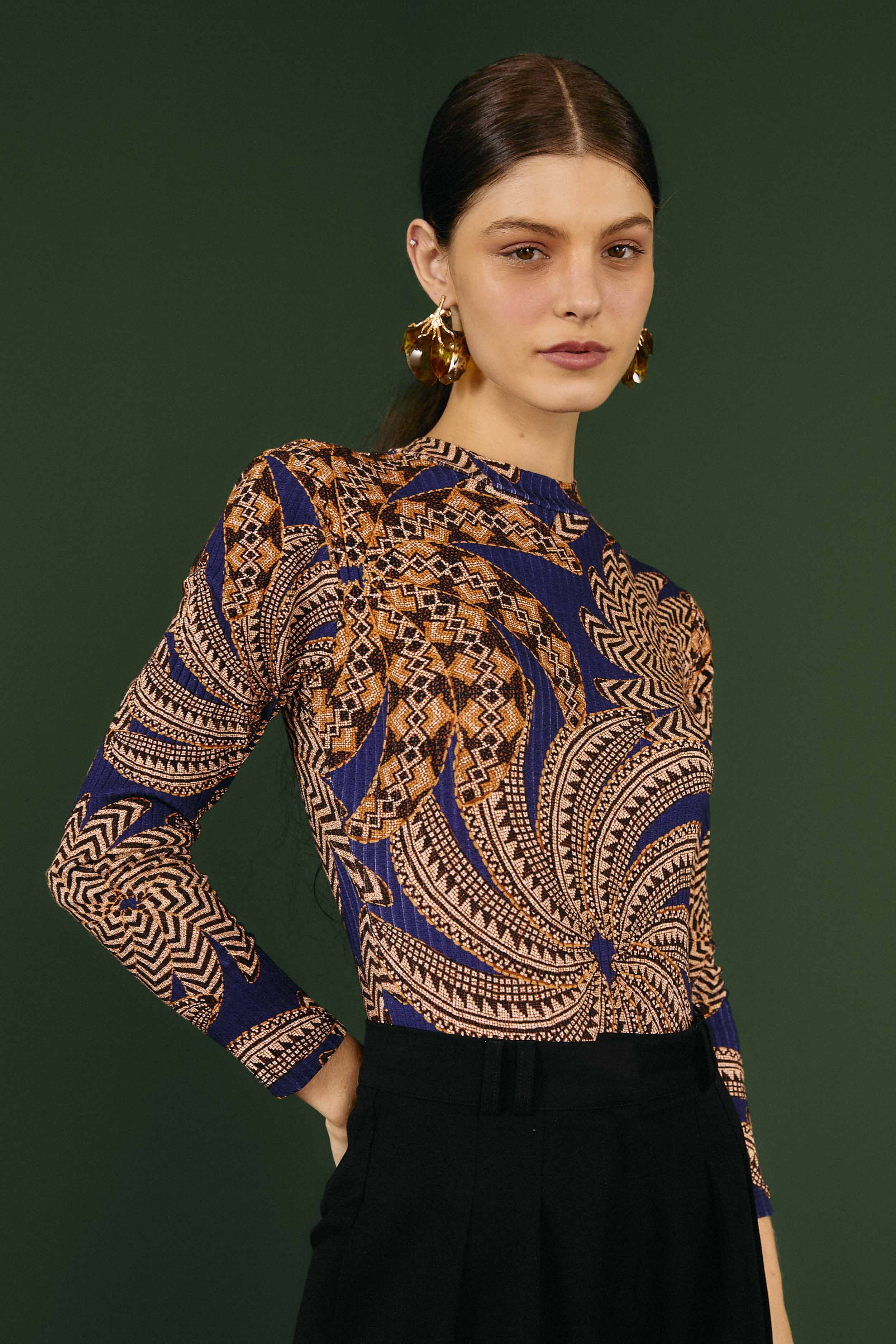 Navy Yawanawa Vanahu Lenzing™ Ecovero™ Viscose Bodysuit sold by FARM Rio