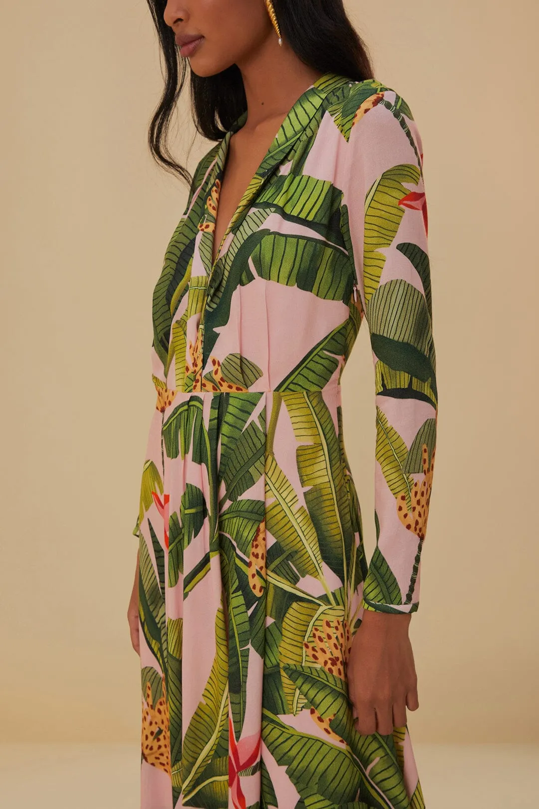 Pink Banana Leaves Maxi Dress sold by FARM Rio product image thumbnail 3