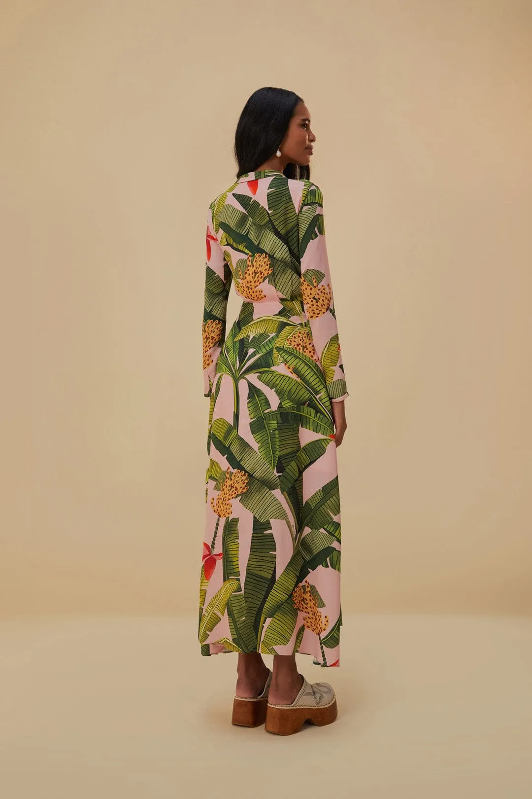 Pink Banana Leaves Maxi Dress sold by FARM Rio product image thumbnail 4