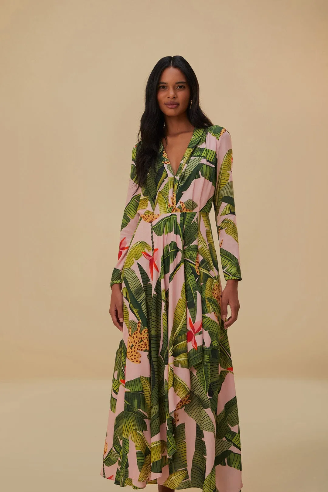 Pink Banana Leaves Maxi Dress sold by FARM Rio