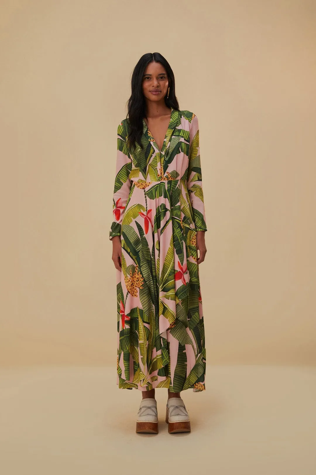 Pink Banana Leaves Maxi Dress sold by FARM Rio product image thumbnail 2