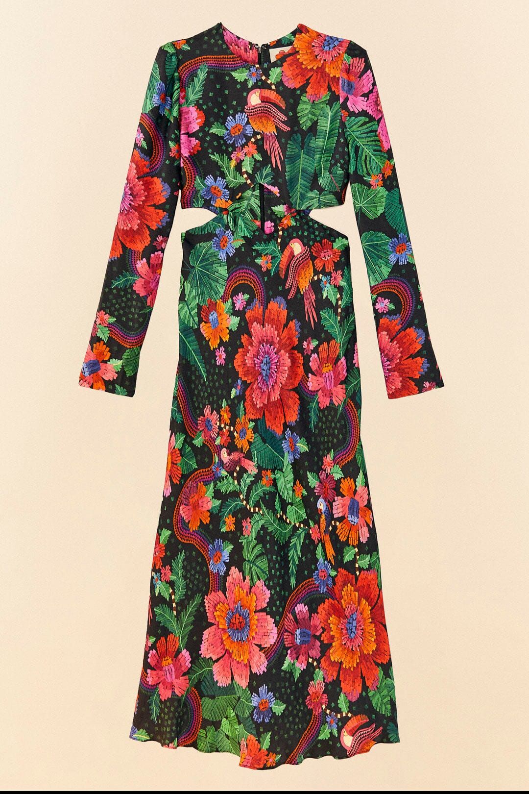 Black Blooming Garden Lenzing™ Ecovero™ Viscose Midi Dress sold by FARM Rio product image thumbnail 6