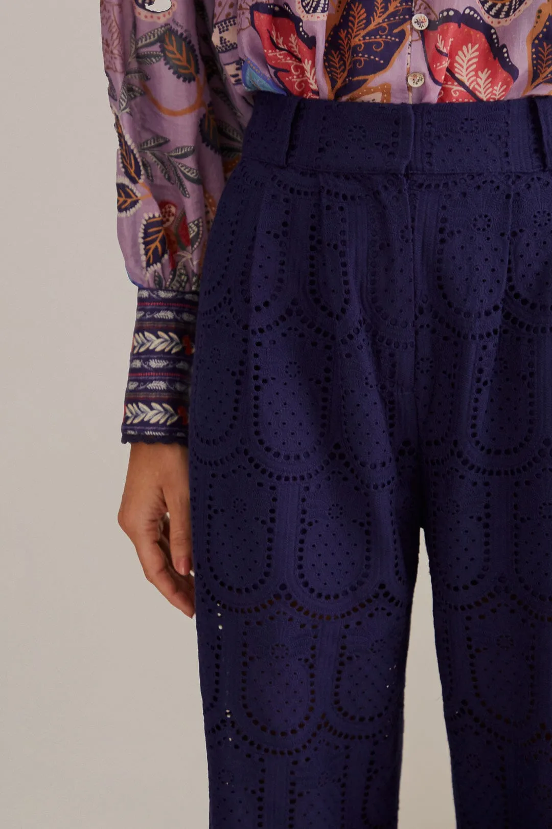 Navy Blue Pineapple Eyelet Pants sold by FARM Rio product image thumbnail 4