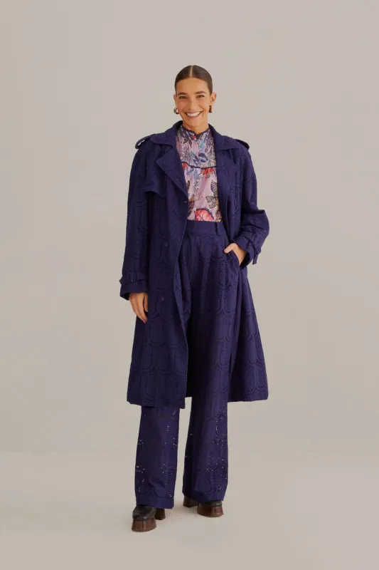 Navy Blue Pineapple Eyelet Pants sold by FARM Rio