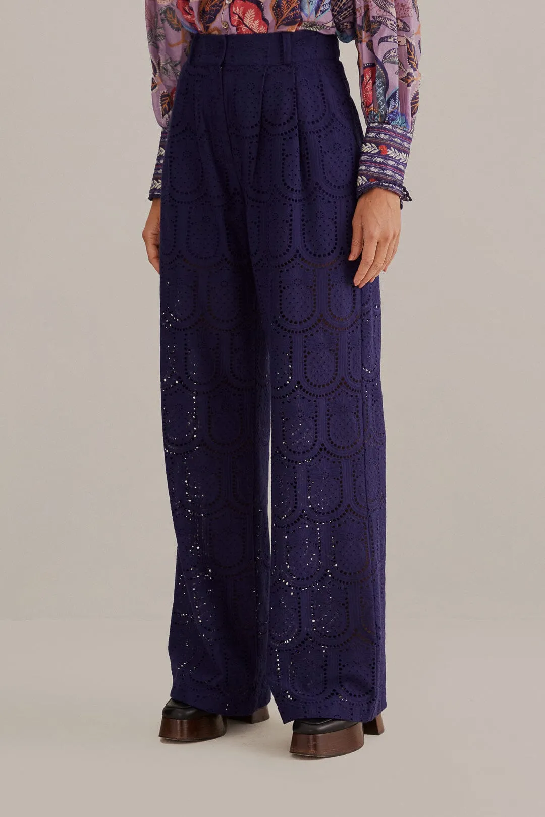 Navy Blue Pineapple Eyelet Pants sold by FARM Rio product image thumbnail 2