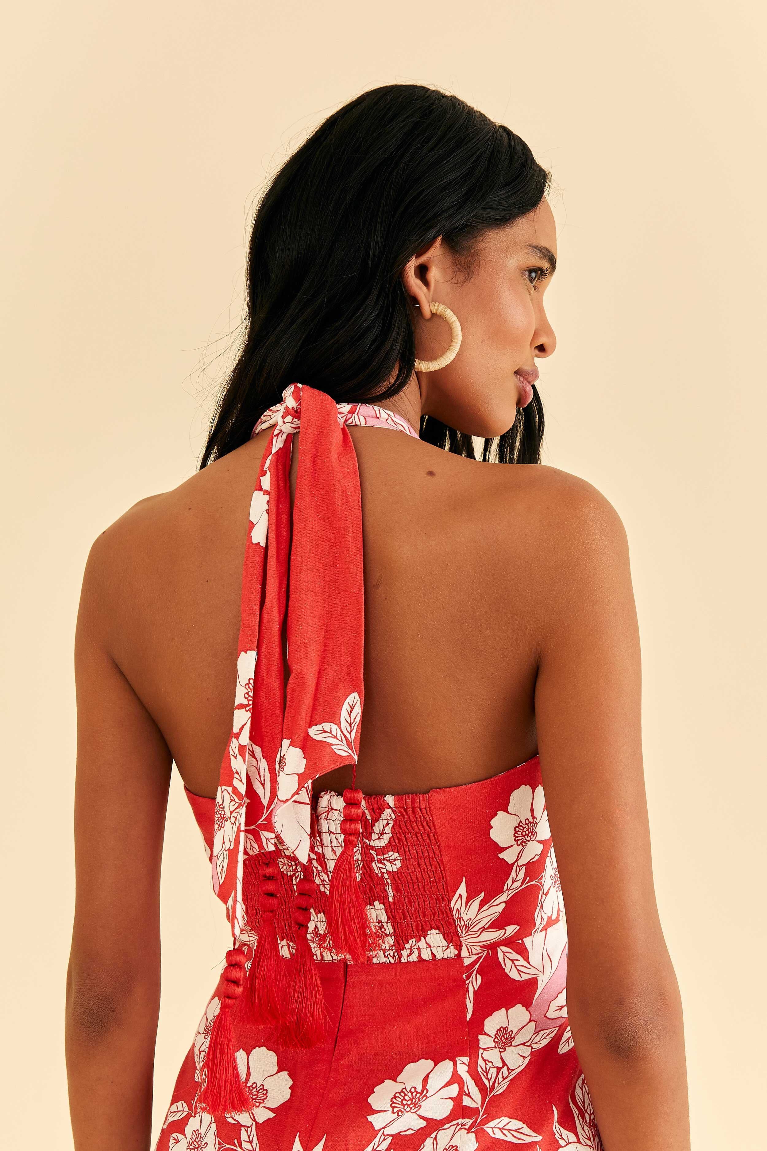 Pink Soft Garden Halter Neck Midi Dress sold by FARM Rio product image thumbnail 5