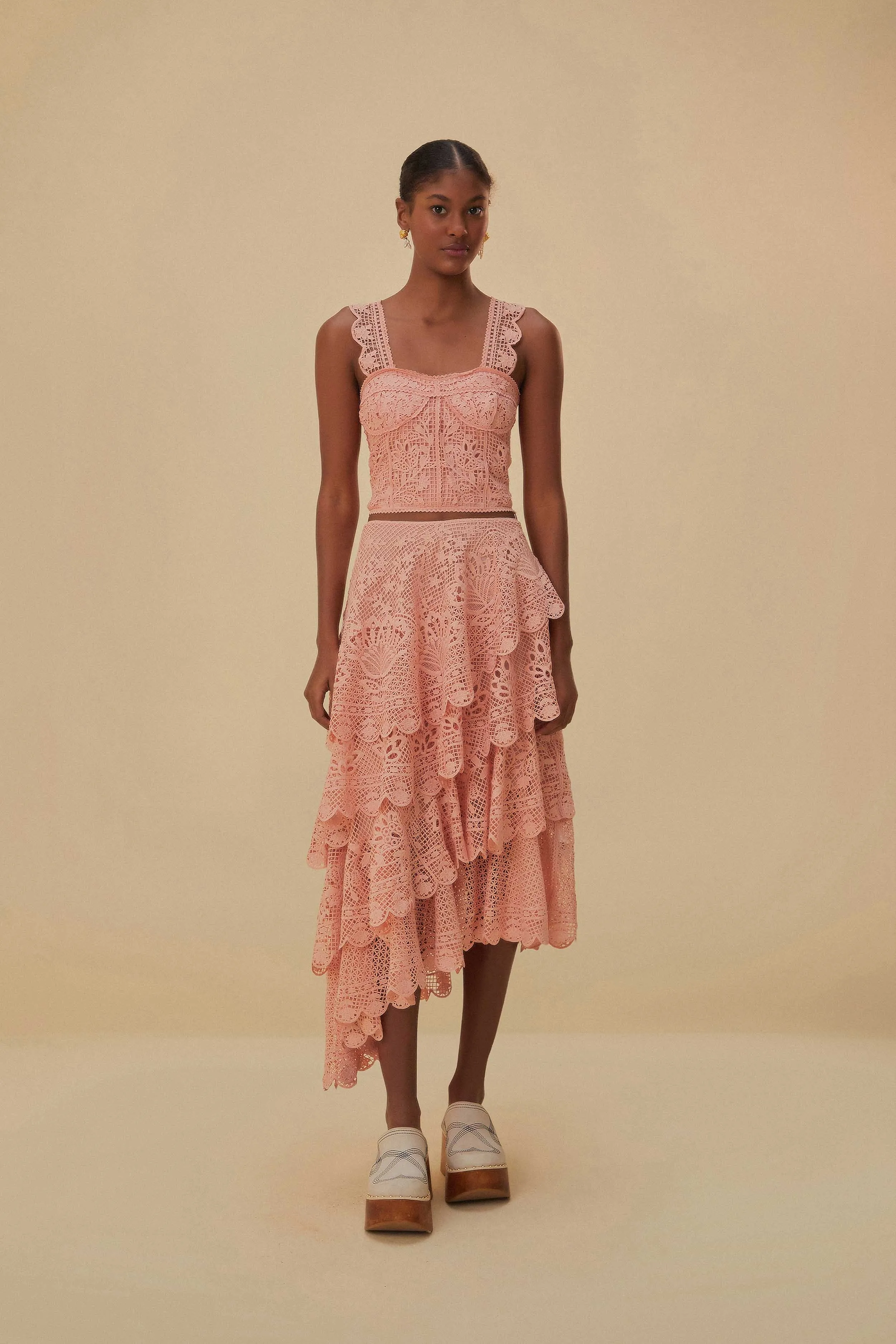 Light Pink Guipure Sleeveless Crop Top sold by FARM Rio product image thumbnail 2