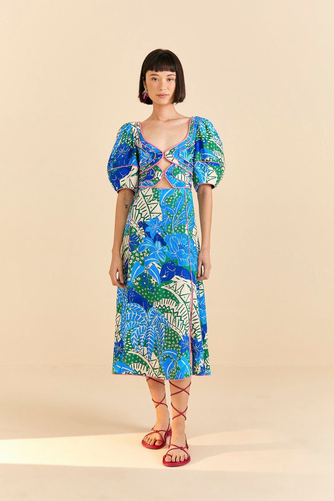 Green Jungle Panther Midi Dress sold by FARM Rio