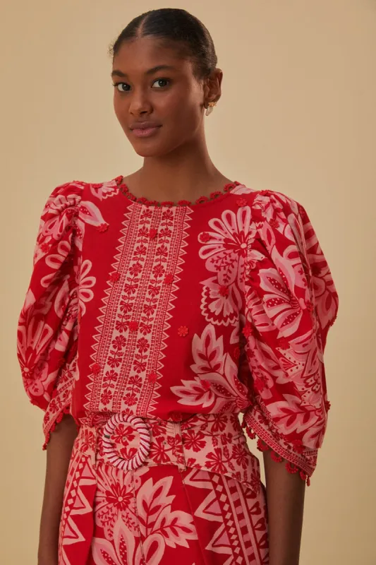 Flora Tapestry Red Blouse sold by FARM Rio