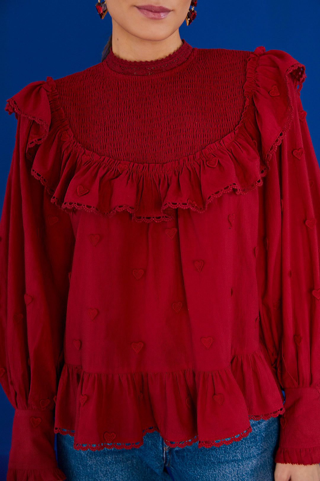 Red 3D Hearts Blouse sold by FARM Rio product image thumbnail 2