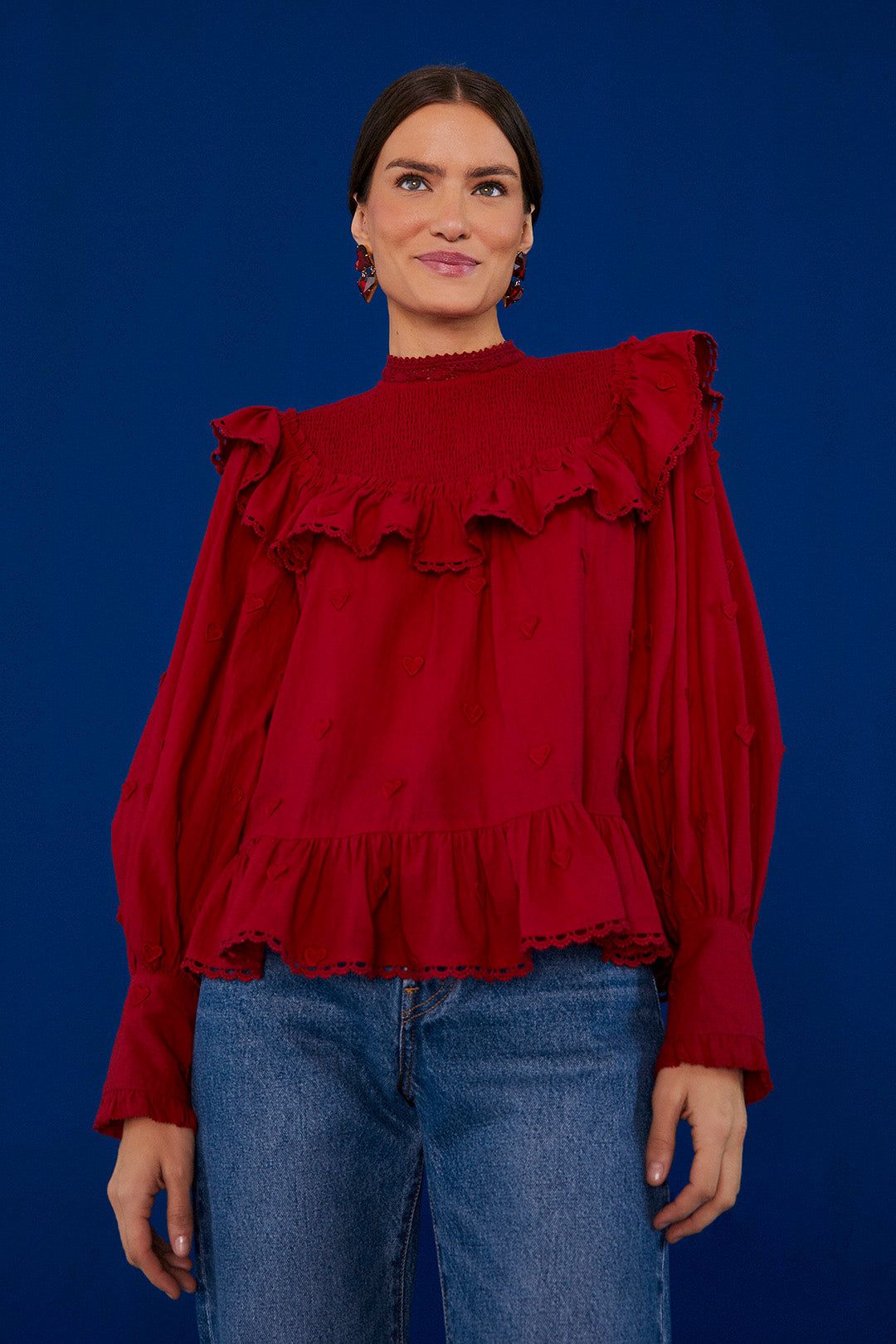 Red 3D Hearts Blouse sold by FARM Rio