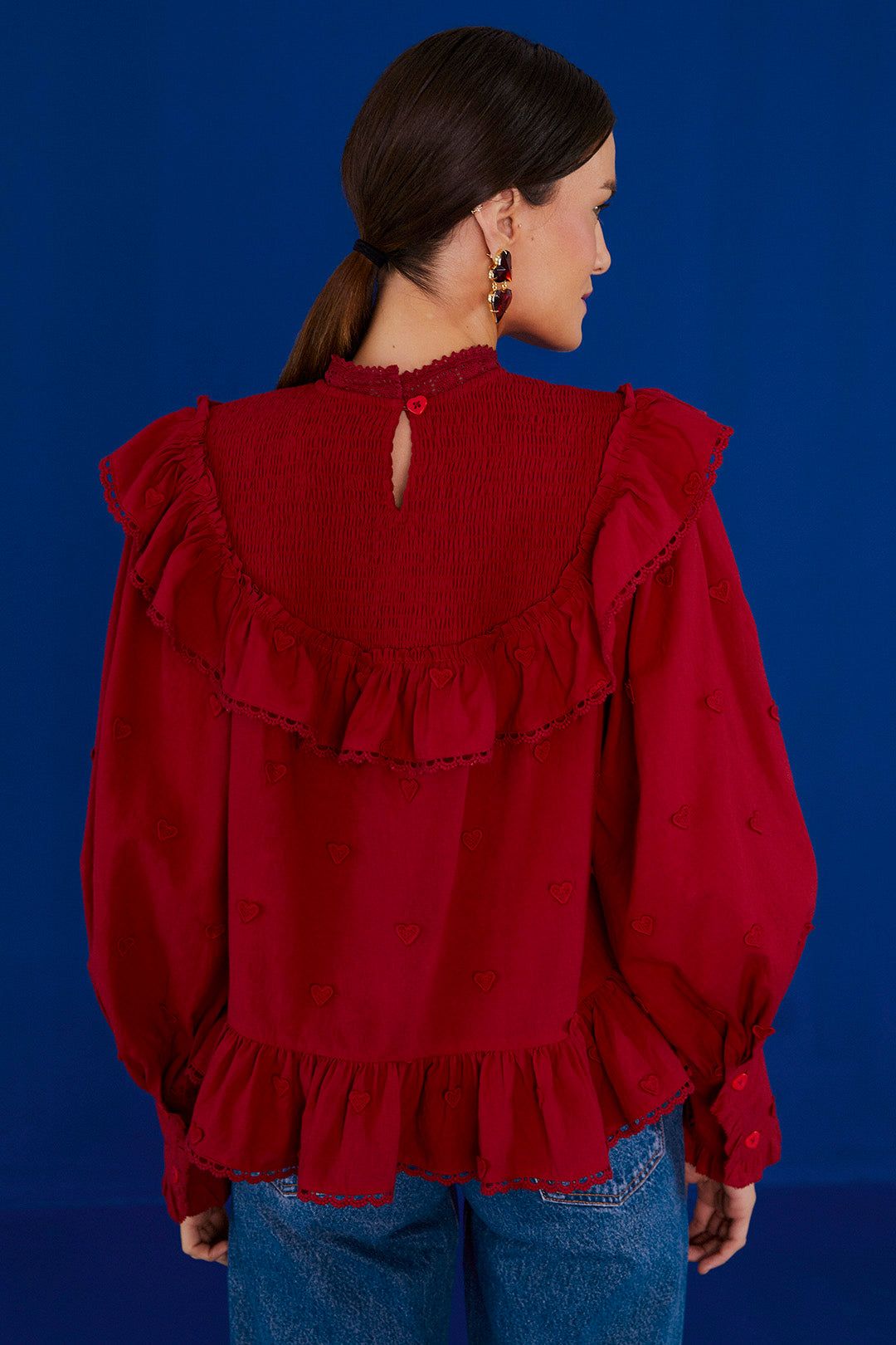 Red 3D Hearts Blouse sold by FARM Rio product image thumbnail 3