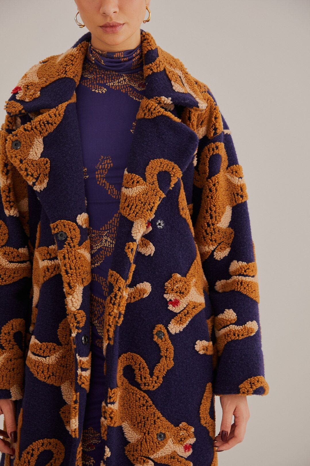 Navy Leopards Fleece Coat sold by FARM Rio product image thumbnail 5