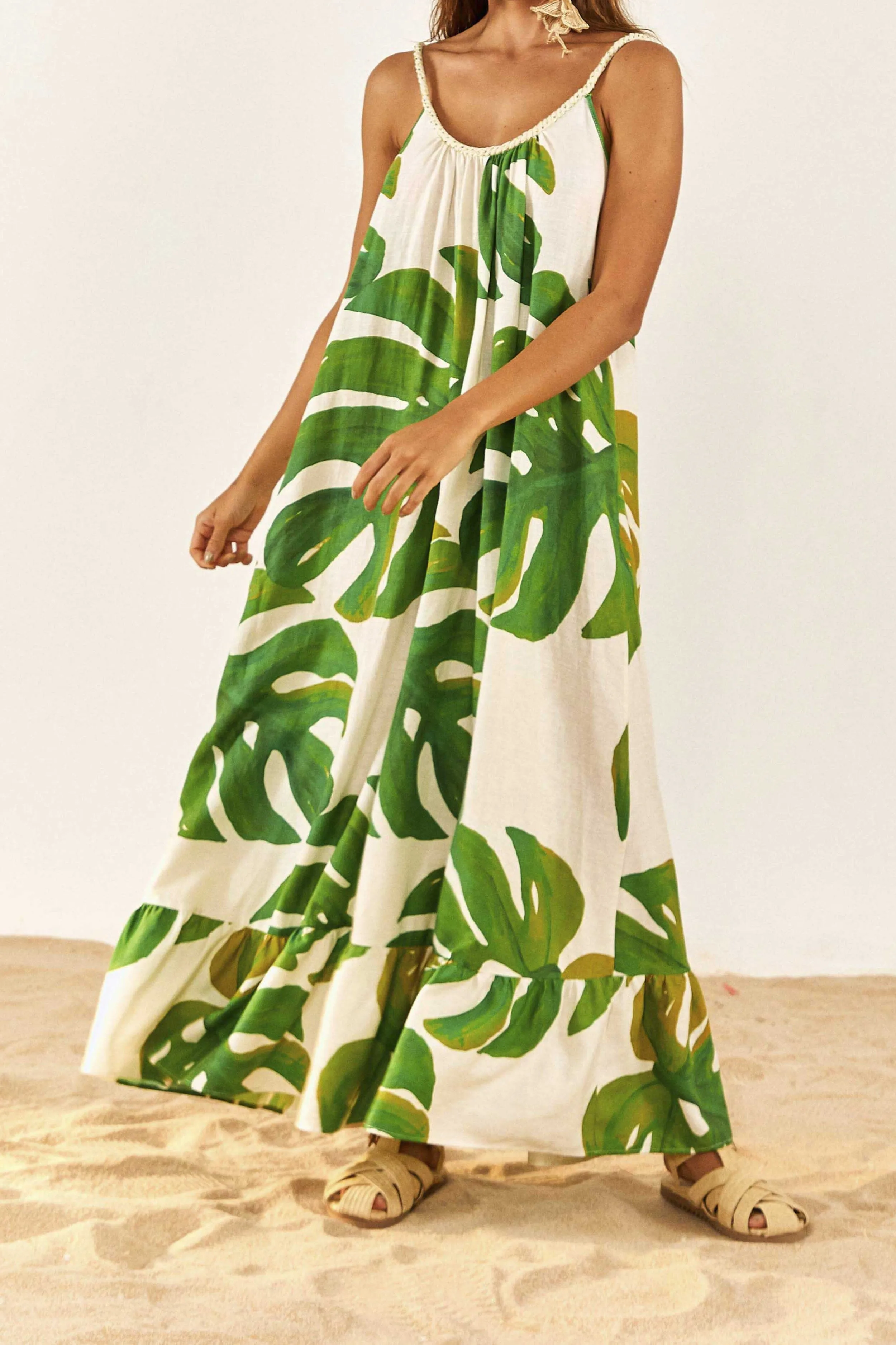 White Monstera Maxi Dress sold by FARM Rio product image thumbnail 3