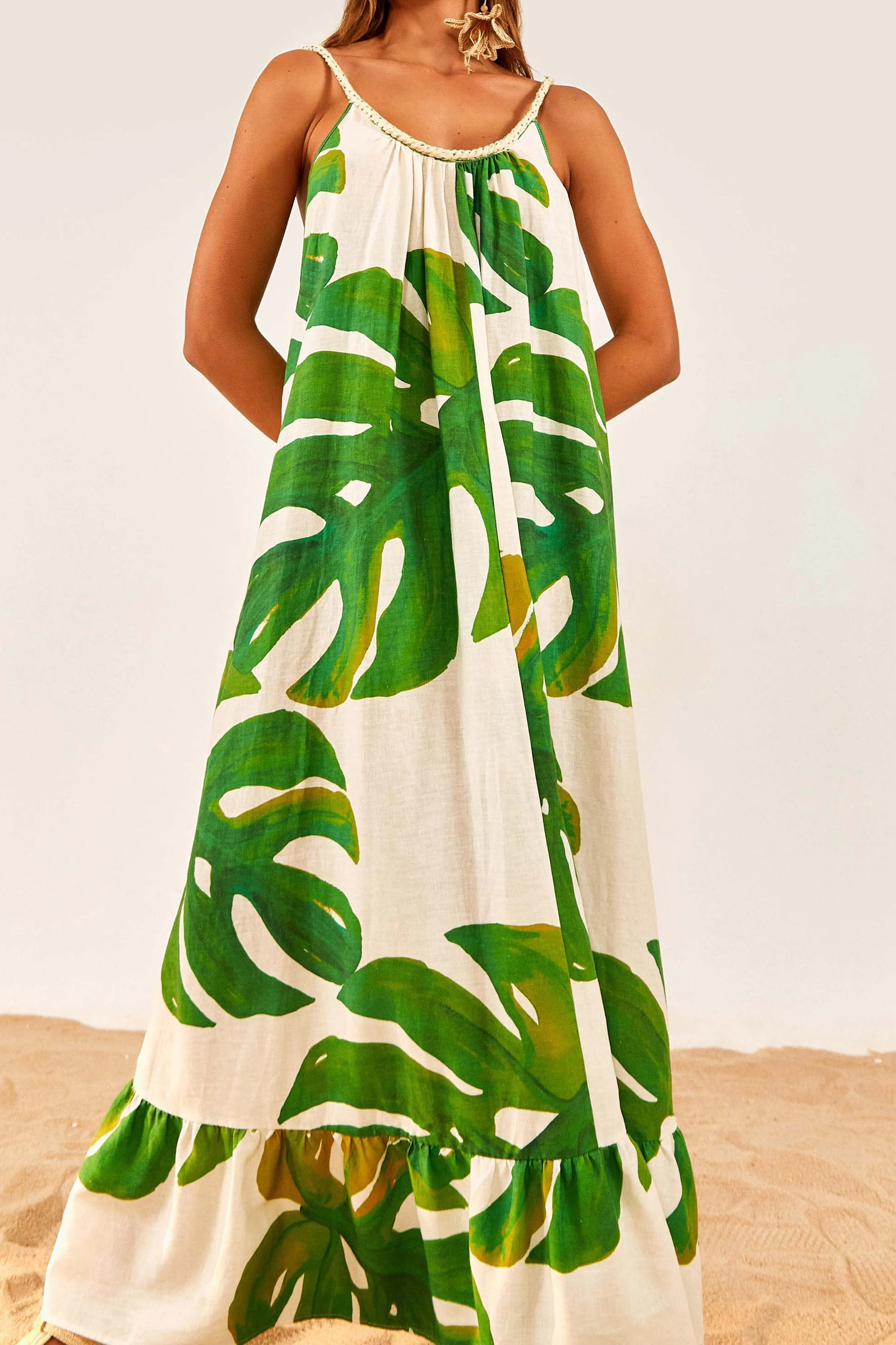 White Monstera Maxi Dress sold by FARM Rio
