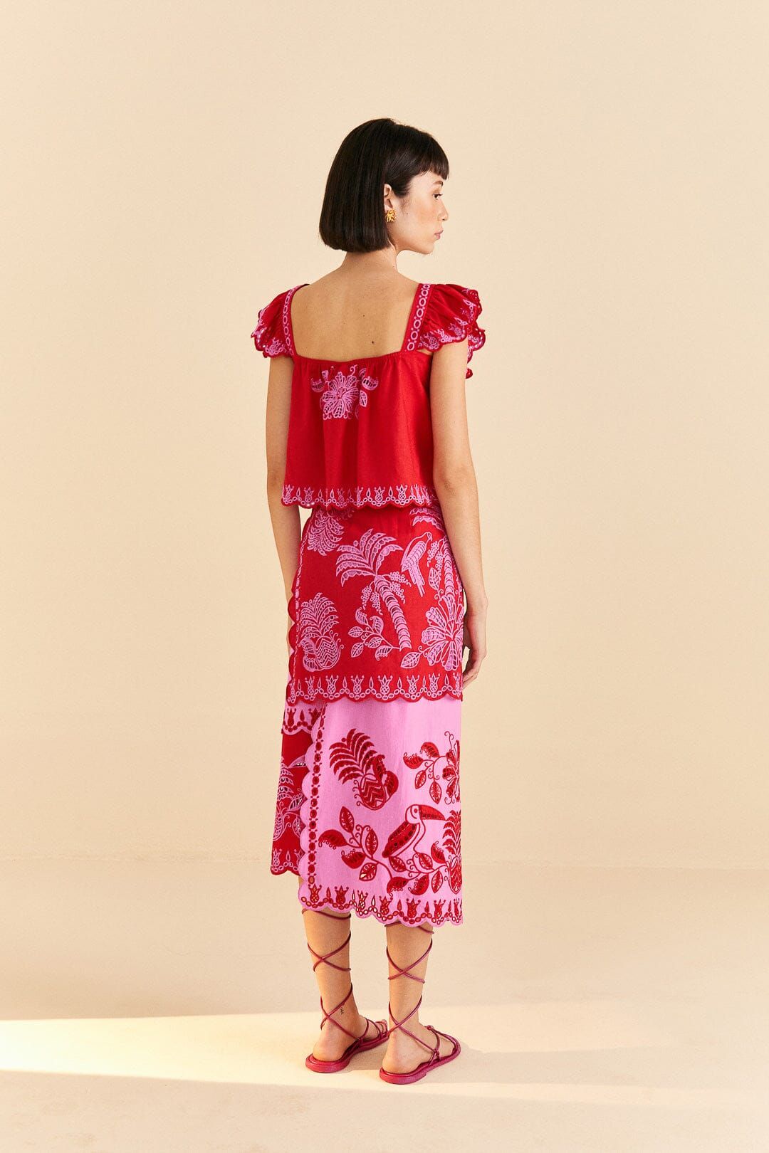 Red Palm Tree Richelieu Blouse sold by FARM Rio product image thumbnail 4