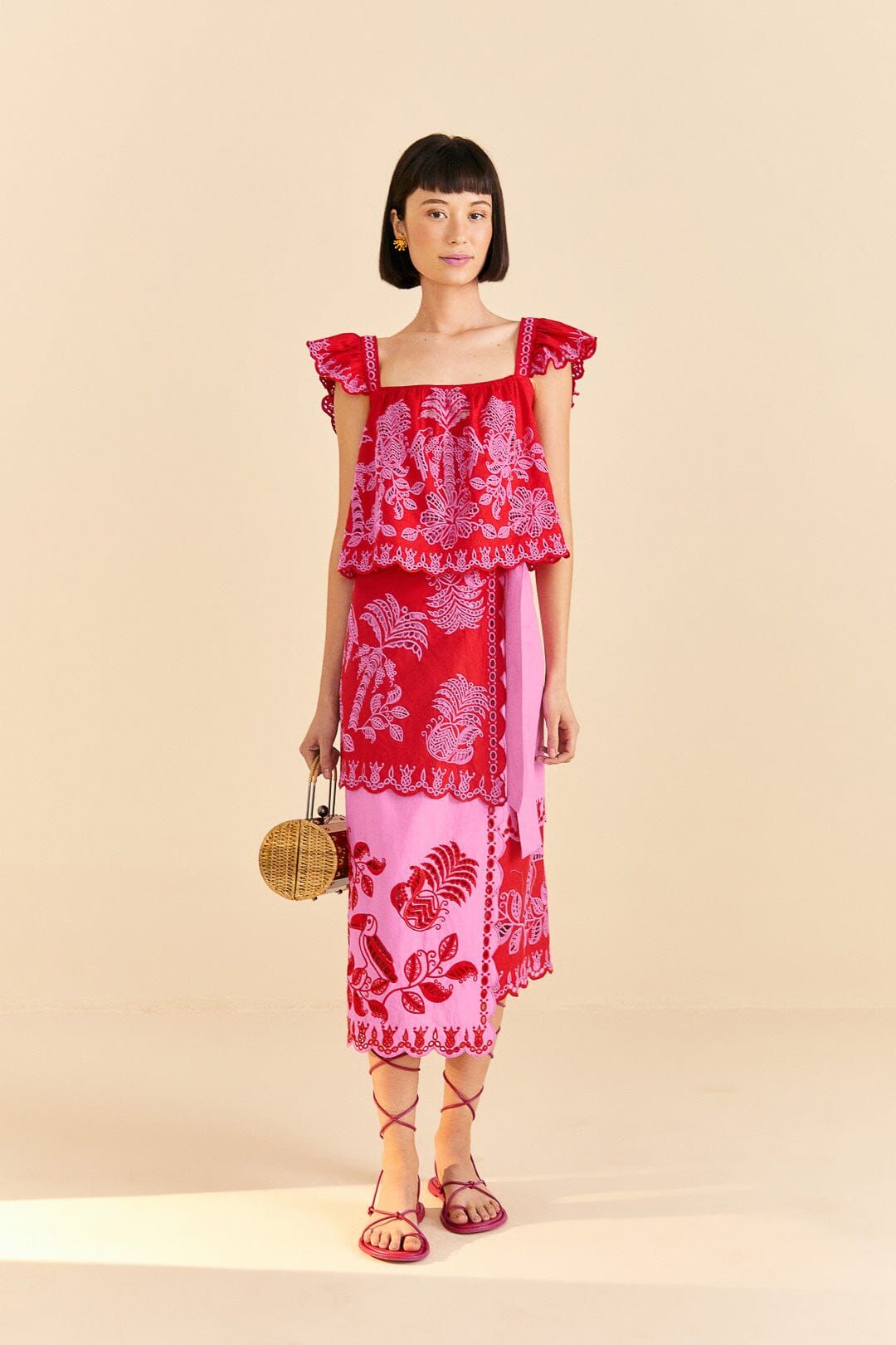 Red Palm Tree Richelieu Blouse sold by FARM Rio product image thumbnail 2
