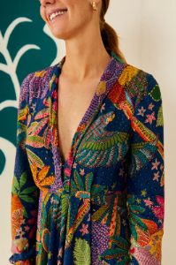 Navy Cool Macaw Maxi Dress sold by FARM Rio