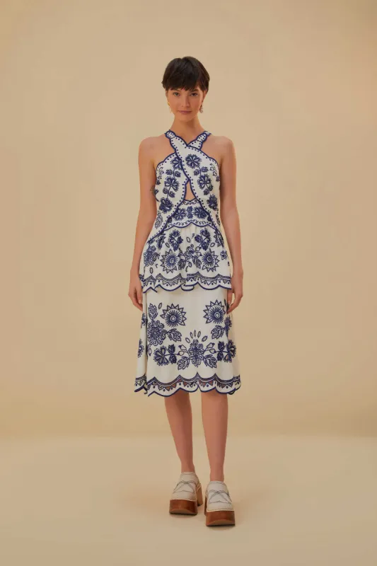 Off-White Richelieu Lenzing™ Ecovero™ Euroflax™ Midi Dress sold by FARM Rio