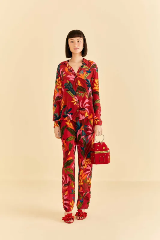 Red Rooster Leaves Pants sold by FARM Rio