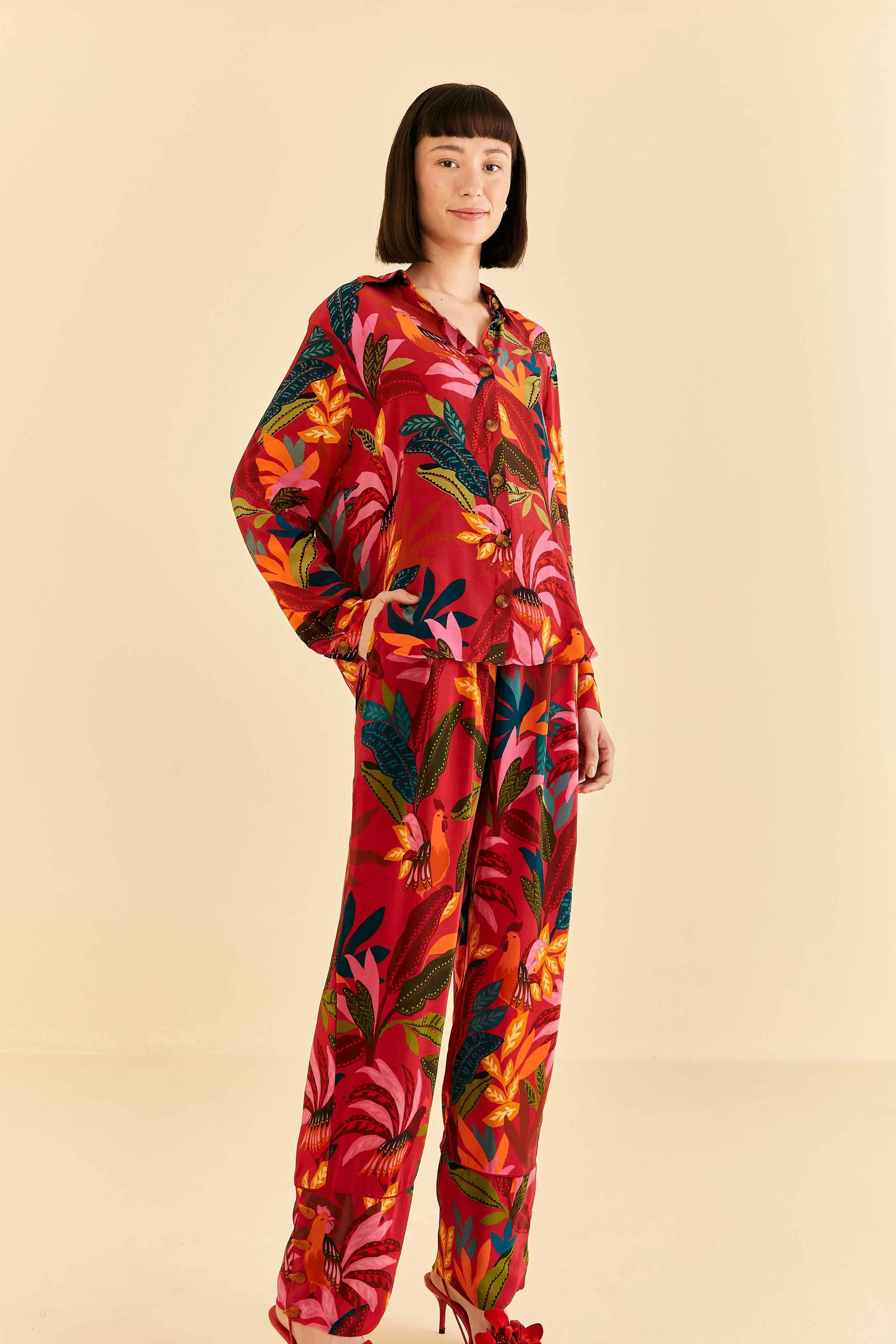 Red Rooster Leaves Pants sold by FARM Rio product image thumbnail 2