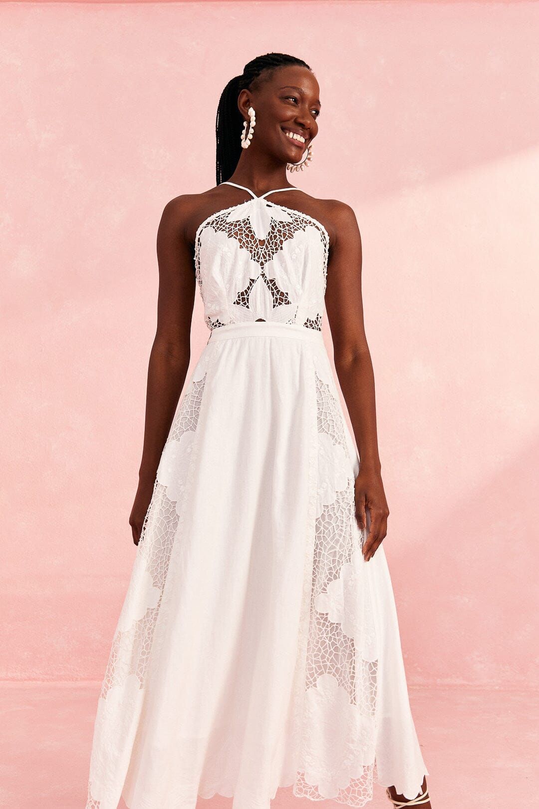 ワンピース Off-White Midi dresses ZARA NWT WOMAN SS24 OPENWORK EMBROIDERED MIDI DRESS WHITE