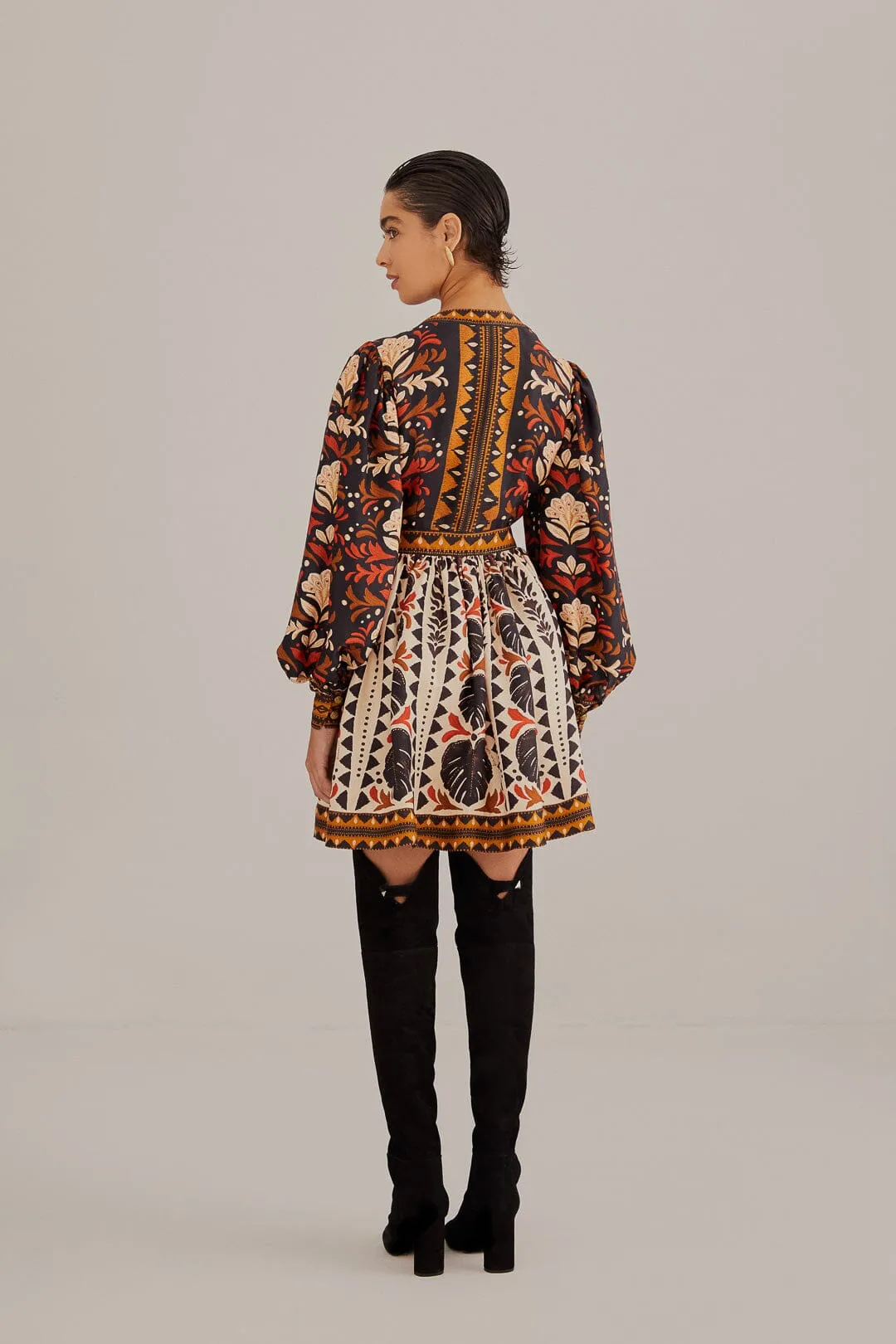 Multicolor Tapestry Garden V Neck Mini Dress sold by FARM Rio product image thumbnail 5