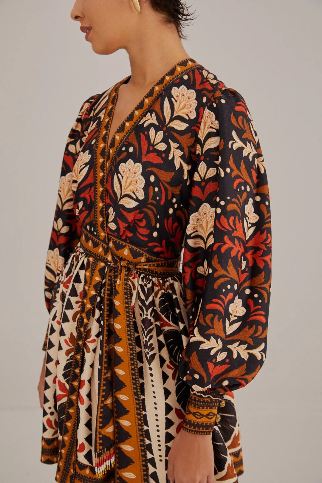 Multicolor Tapestry Garden V Neck Mini Dress sold by FARM Rio product image thumbnail 2