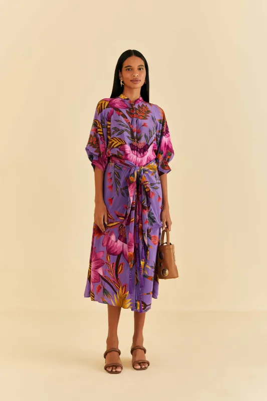 Purple Maxi Flowers Maxi Dress sold by FARM Rio