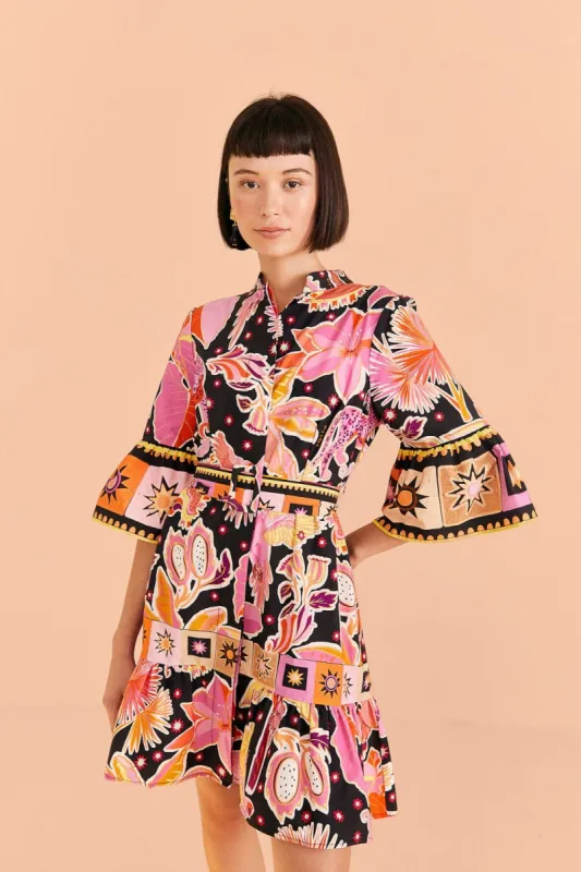 Black Enchanted Nature Mini Dress sold by FARM Rio