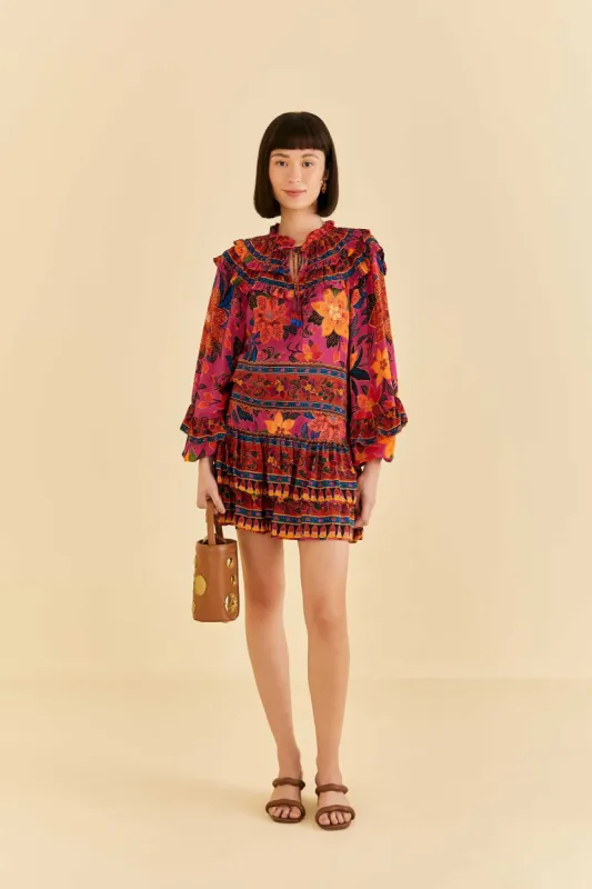 Pink Tropical Tapestry Mini Skirt sold by FARM Rio