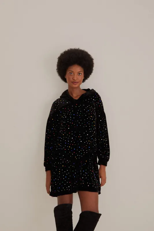 Black Velvet Long Sleeve Mini Dress sold by FARM Rio