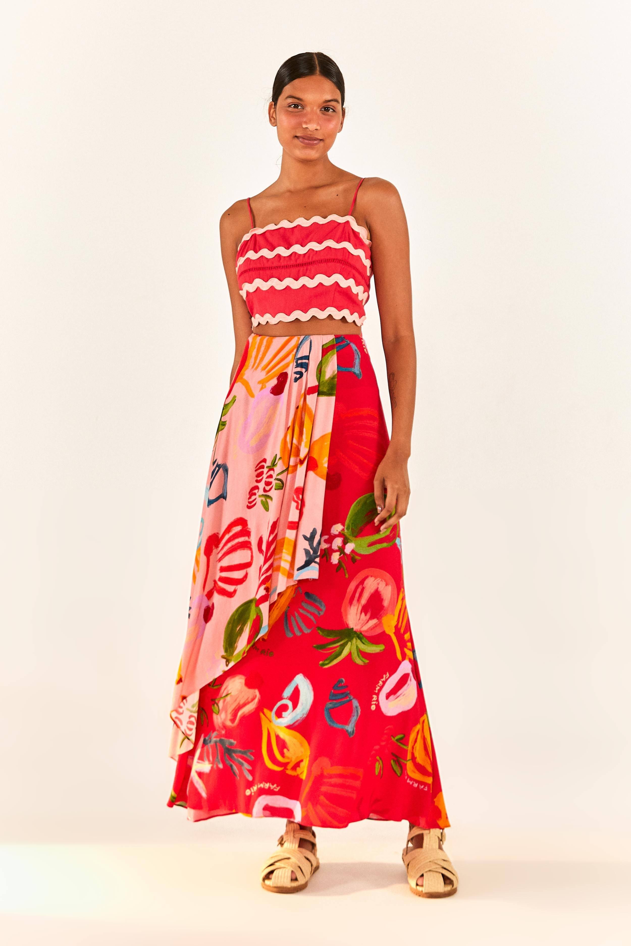 Red Mixed Fruits Ocean Maxi Skirt sold by FARM Rio product image thumbnail 4