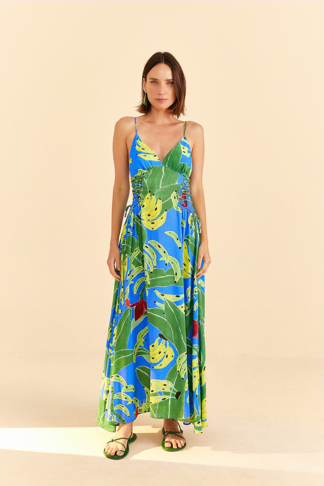 Blue Banana Leaves Sleeveless Maxi Dress sold by FARM Rio