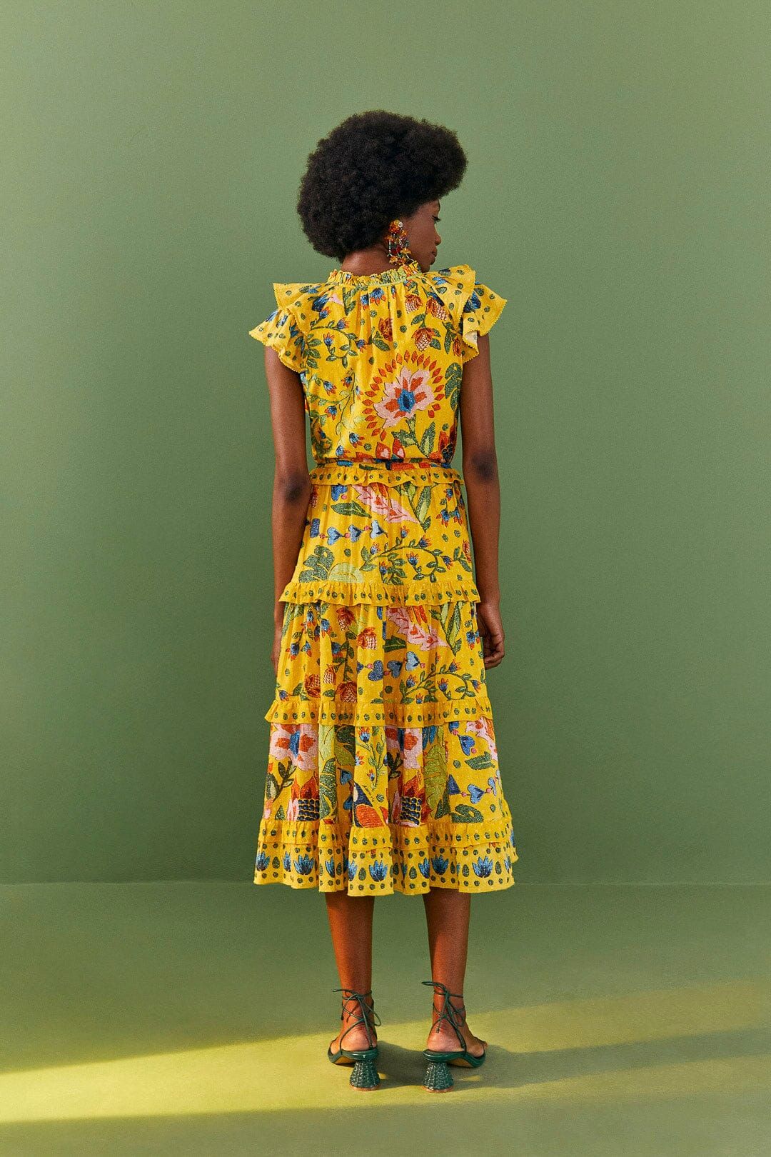 Yellow Summer Garden Frill Midi Dress sold by FARM Rio product image thumbnail 3