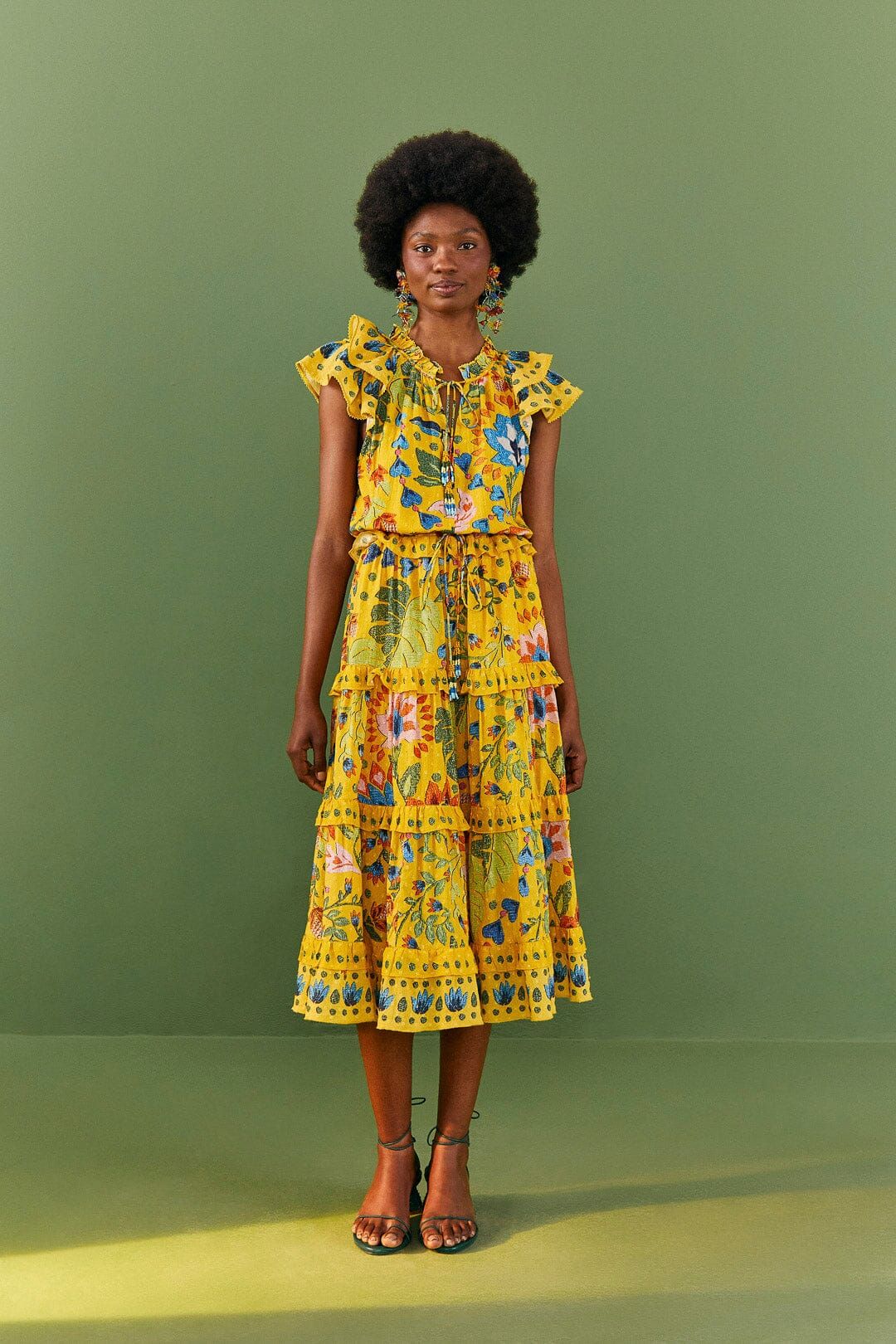 Yellow Summer Garden Frill Midi Dress sold by FARM Rio product image thumbnail 2