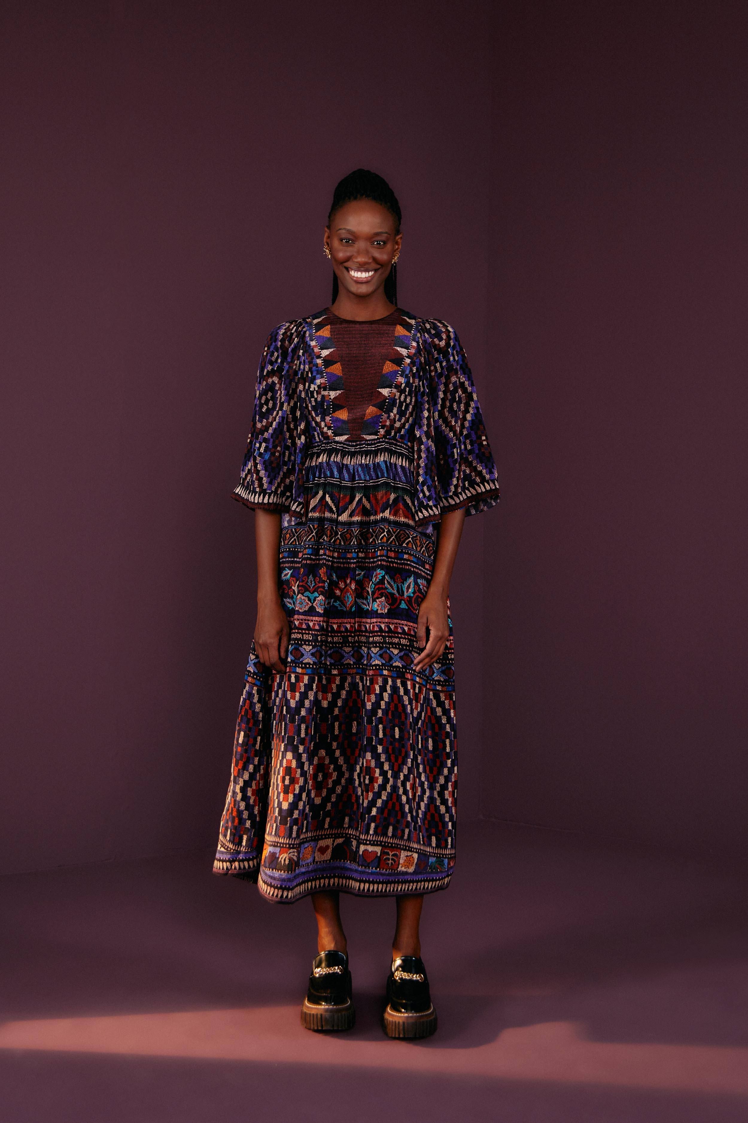 Blue Ainika Tapestry Maxi Dress sold by FARM Rio product image thumbnail 2