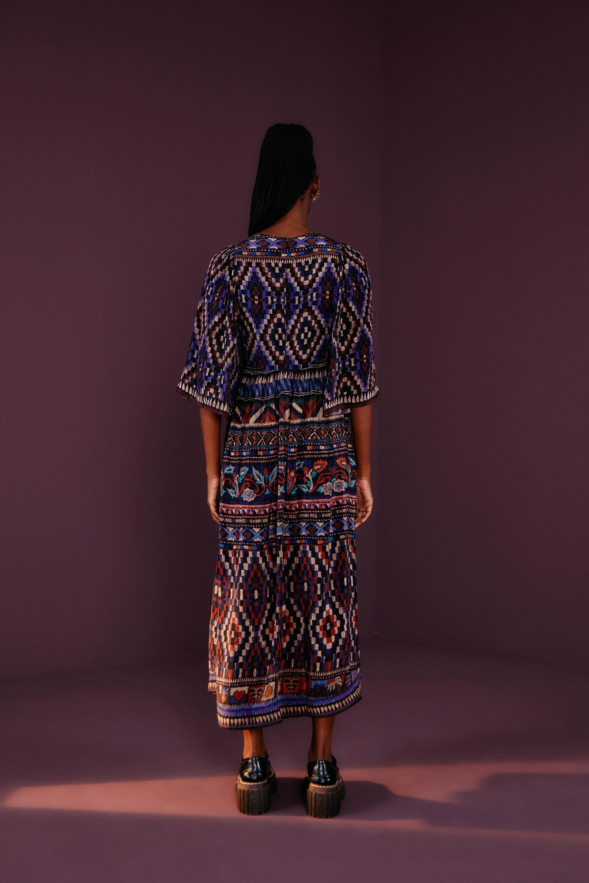 Blue Ainika Tapestry Maxi Dress sold by FARM Rio product image thumbnail 3