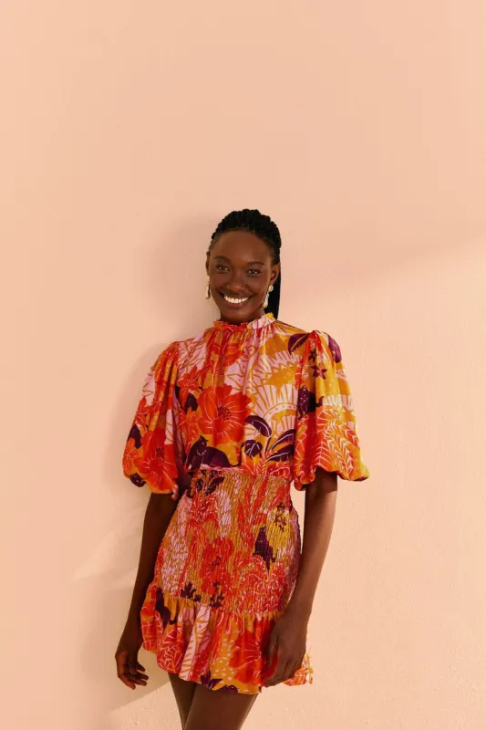Beige Jungle Panther Lenzing™ Ecovero™ Viscose Mini Dress sold by FARM Rio
