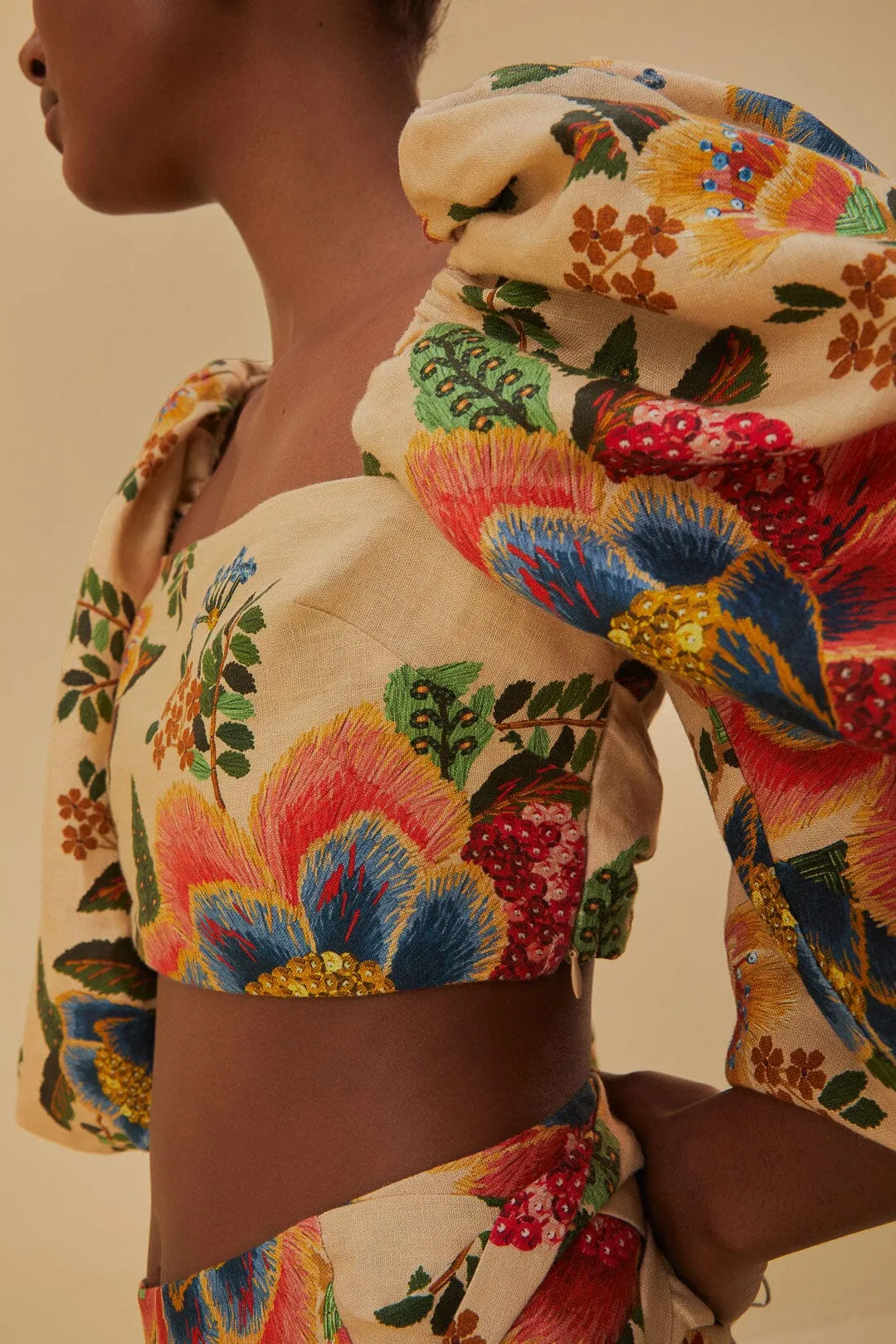 Sand Delicate Garden Euroflax™ Crop Top sold by FARM Rio product image thumbnail 5