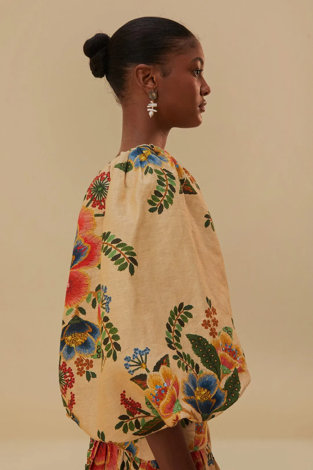 Sand Delicate Garden Euroflax™ Crop Top sold by FARM Rio product image thumbnail 3