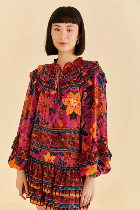 Pink Tropical Tapestry Long Sleeve Blouse sold by FARM Rio