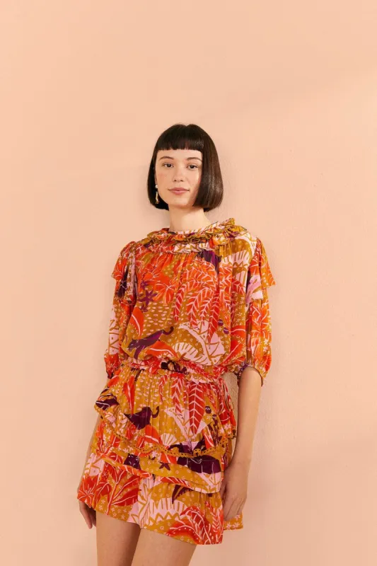 Beige Jungle Panther Mini Skirt sold by FARM Rio