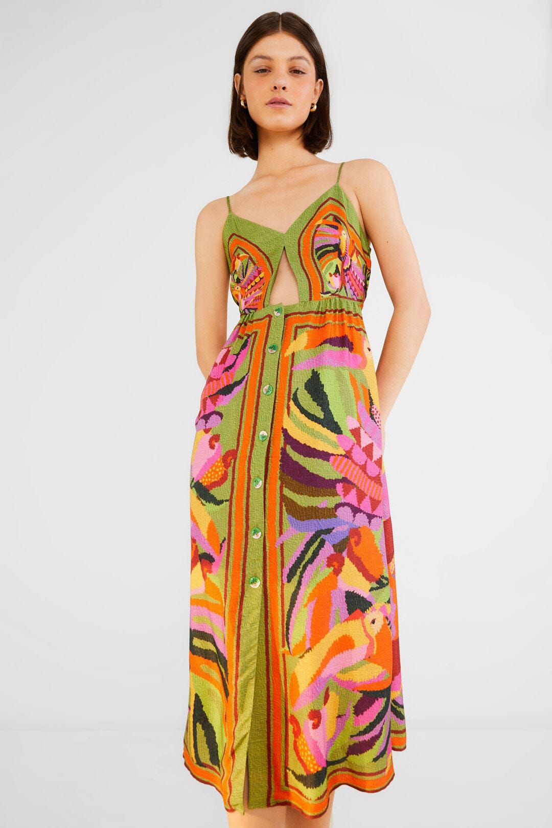 Toucans Scarf Lenzing™ Ecovero™ Viscose Midi Dress sold by FARM Rio